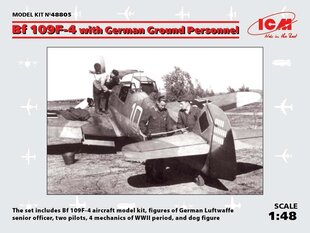 Сборная модель ICM 48805 Bf 109F-4 with German Ground Personnel 1/48 цена и информация | Склеиваемые модели | kaup24.ee