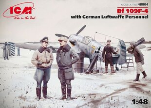 Сборная модель ICM 48804 Bf 109F-4 with German Luftwaffe Personnel 1/48 цена и информация | Склеиваемые модели | kaup24.ee