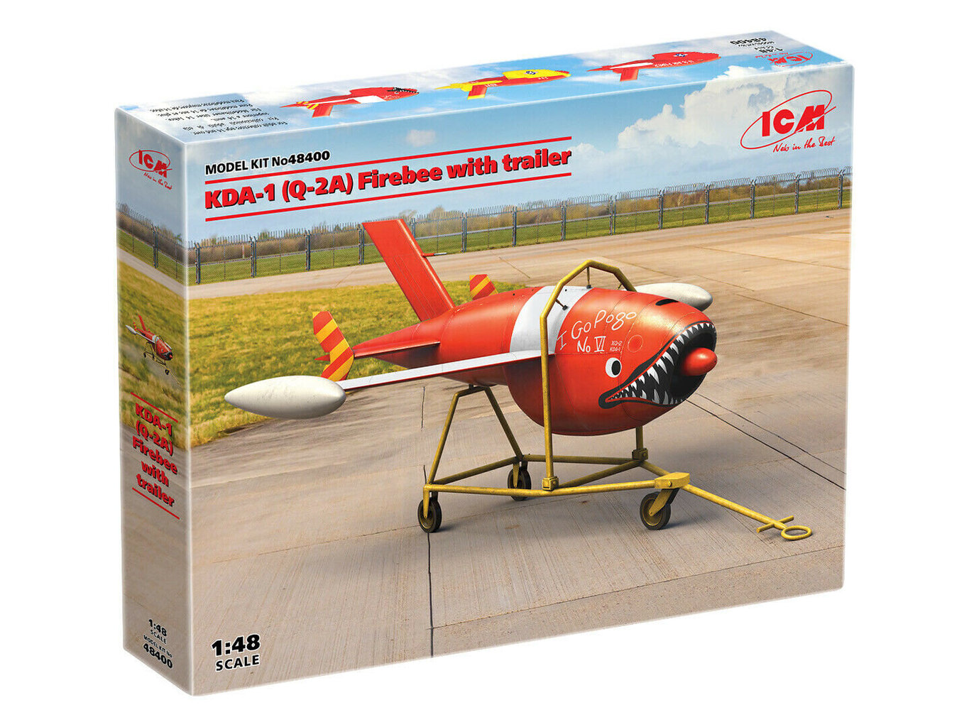 Kokkupandav mudel ICM 48400 KDA-1 (Q-2A) Firebee with trailer (1 airplane and trailer) 1/48 hind ja info | Liimitavad mudelid | kaup24.ee
