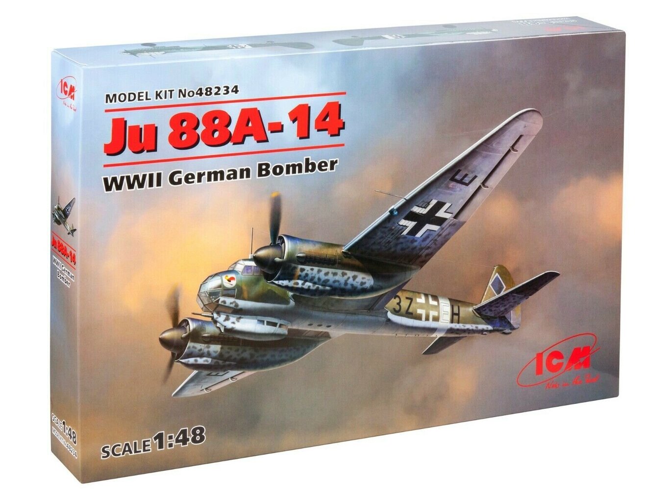 Kokkupandav mudel ICM 48234 Ju 88A-14, WWII German Bomber 1/48 цена и информация | Liimitavad mudelid | kaup24.ee