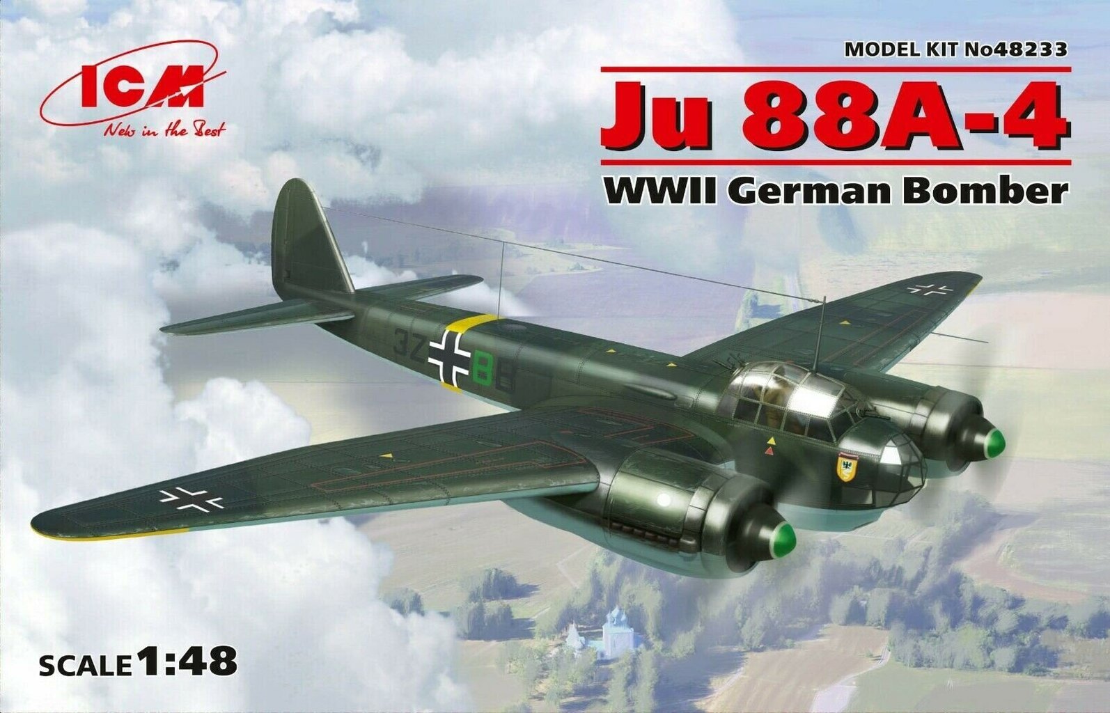 Kokkupandav mudel ICM 48233 Ju 88A-4, WWII German Bomber 1/48 hind ja info | Liimitavad mudelid | kaup24.ee