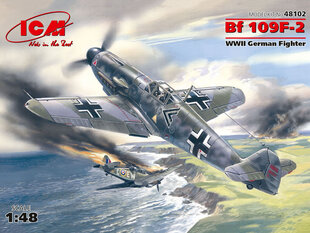 Сборная модель ICM 48102 Messerschmitt Bf 109F-2, WWII German Fighter 1/48 цена и информация | Склеиваемые модели | kaup24.ee