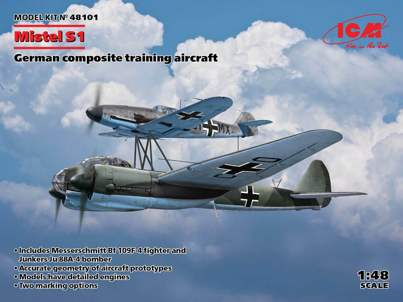 Kokkupandav mudel ICM 48101 Mistel S1, German composite training aircraft 1/48 hind ja info | Liimitavad mudelid | kaup24.ee