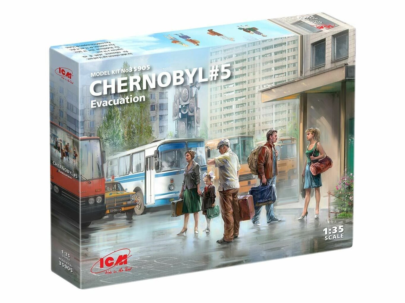 Kokkupandav mudel ICM 35905 Chernobyl#5. Extraction (2 adults, 2 children and luggage) 1/35 цена и информация | Liimitavad mudelid | kaup24.ee
