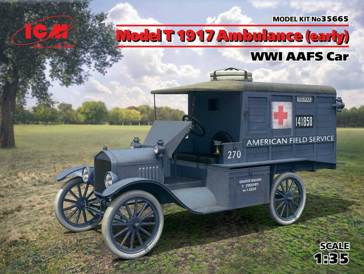 Kokkupandav mudel ICM 35665 Model T 1917 Ambulance (early), WWI AAFS Car 1/35 цена и информация | Liimitavad mudelid | kaup24.ee