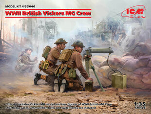 Сборная модель ICM 35646 WWII British Vickers MG Crew (Vickers MG & 2 figures) 1/35 цена и информация | Склеиваемые модели | kaup24.ee