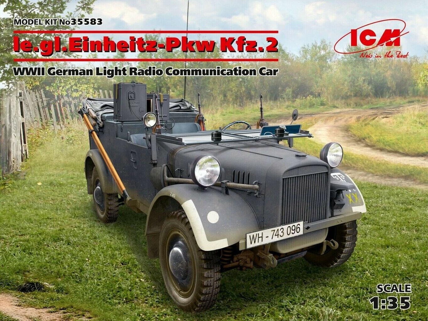 Kokkupandav mudel ICM 35583 le.gl.Einheitz-Pkw Kfz.2, WWII German Light Radio Communication Car 1/35 цена и информация | Liimitavad mudelid | kaup24.ee