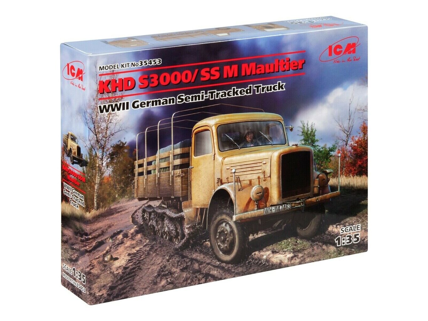 Kokkupandav mudel ICM 35453 KHD S3000/SS M Maultier, WWII German Semi-Tracked Truck 1/35 hind ja info | Liimitavad mudelid | kaup24.ee