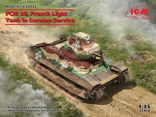 Kokkupandav mudel ICM 35337 FCM 36, French Light Tank in German Service 1/35 hind ja info | Liimitavad mudelid | kaup24.ee