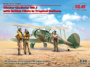 Сборная модель ICM 32043 Gloster Gladiator Mk.I with British Pilots in Tropical Uniform 1/32 цена и информация | Склеиваемые модели | kaup24.ee