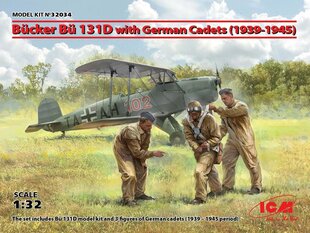 Kokkupandav mudel ICM 32034 Bücker Bü 131D with German Cadets (1939-1945) 1/32 hind ja info | Liimitavad mudelid | kaup24.ee