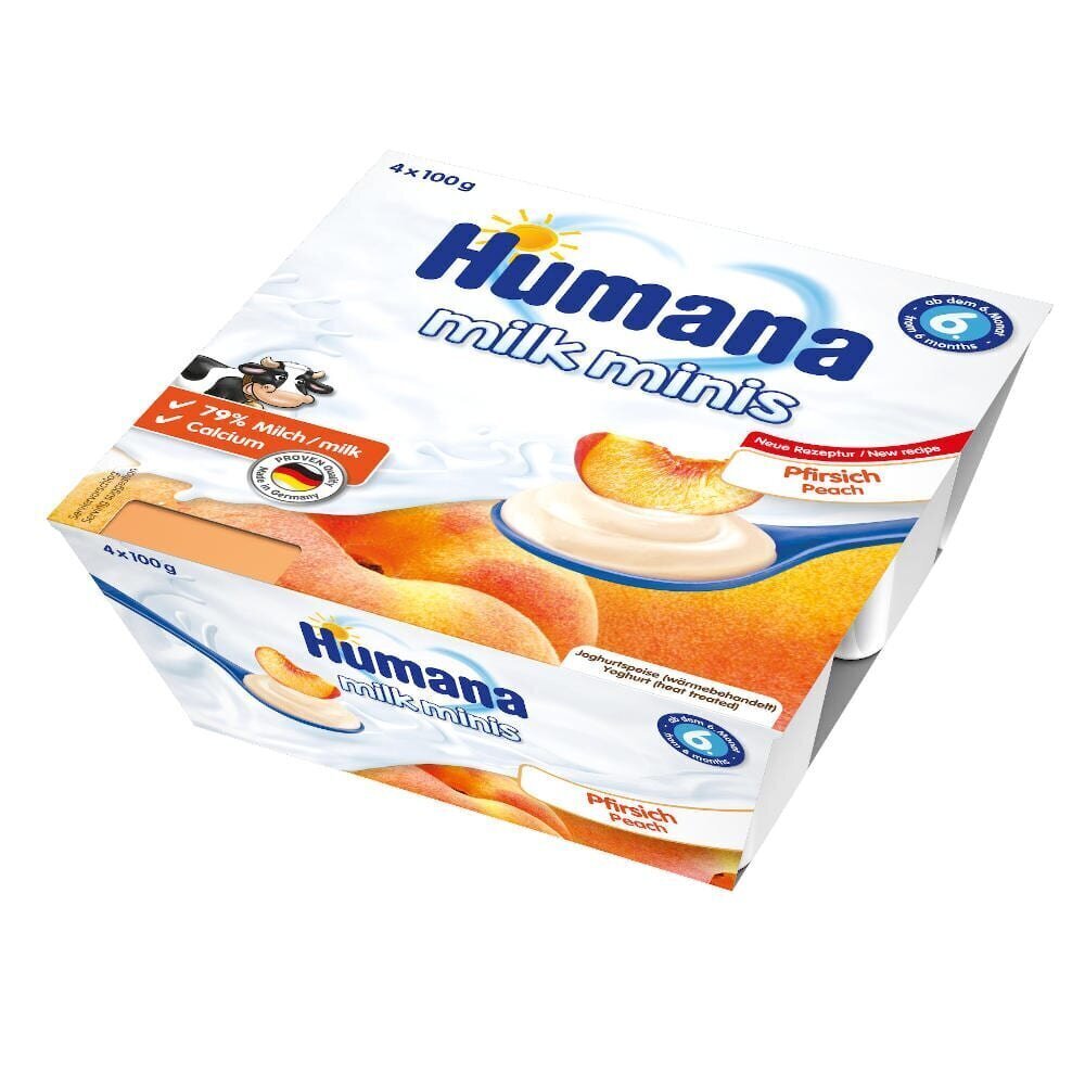 Jogurtimagustoit Humana Milk Minis virsikutega, 400 g цена и информация | Püreed | kaup24.ee