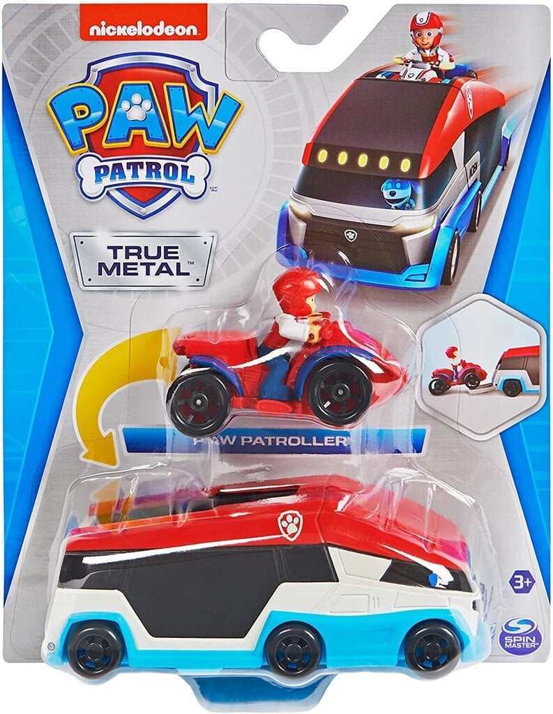 Mänguauto Paw Patrol - True Metal - Paw Patroller & Ryder hind ja info | Poiste mänguasjad | kaup24.ee