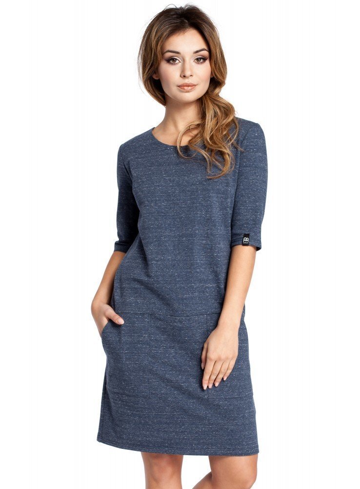 Naiste kleit BE B033, sinine цена и информация | Kleidid | kaup24.ee