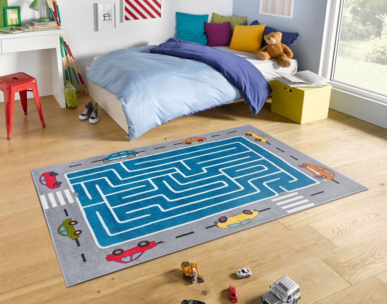 Hanse Home laste vaip Labyrinth Race, sinine-valge, 80x150 cm цена и информация | Vaibad | kaup24.ee