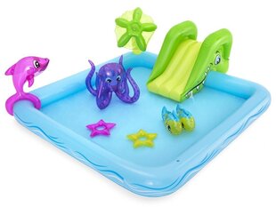 Slaidi-, pihustus- ja täispuhutavate mänguasjadega bassein "Fantastiline akvaarium" Bestway hind ja info | Täispuhutavad veemänguasjad ja ujumistarbed | kaup24.ee