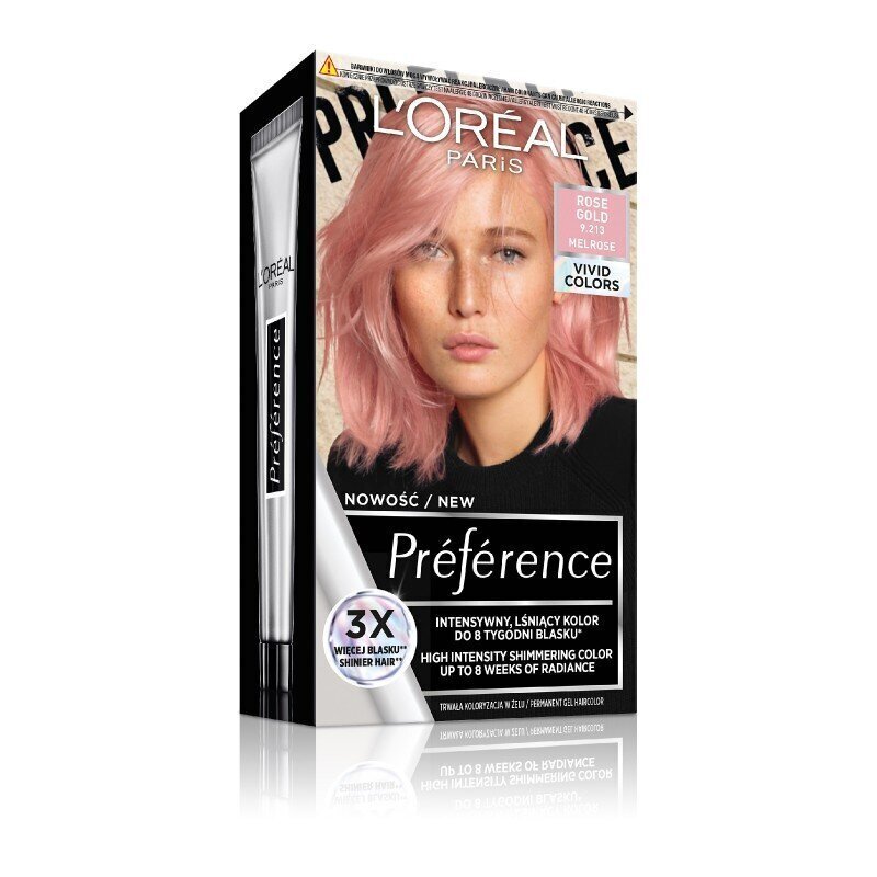 Kauapüsiv juuksevärv L'Oréal Paris Preference Vivid Colors, 9.213 Rose Gold hind ja info | Juuksevärvid | kaup24.ee