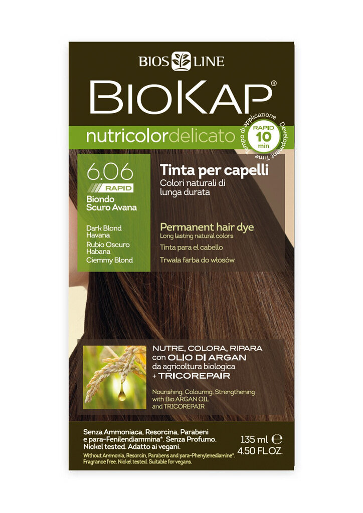 Biokap Nutricolor Delicato Rapid 6.06 / Havanna tumeblond / kiir-püsivärv hind ja info | Juuksevärvid | kaup24.ee