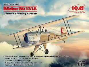 Сборная модель ICM 32033 Bücker Bü 131A, German Training Aircraft 1/32 цена и информация | Склеиваемые модели | kaup24.ee