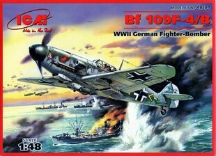 Сборная модель ICM 48104 Messerschmitt Bf 109F-4/B, WWII German Fighter-Bomber 1/48 цена и информация | Склеиваемые модели | kaup24.ee