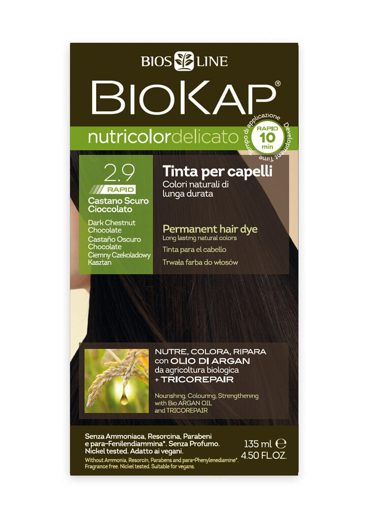 Biokap Nutricolor Delicato Rapid 2.9 / Tume šokolaadikastan / kiir-püsivärv цена и информация | Juuksevärvid | kaup24.ee