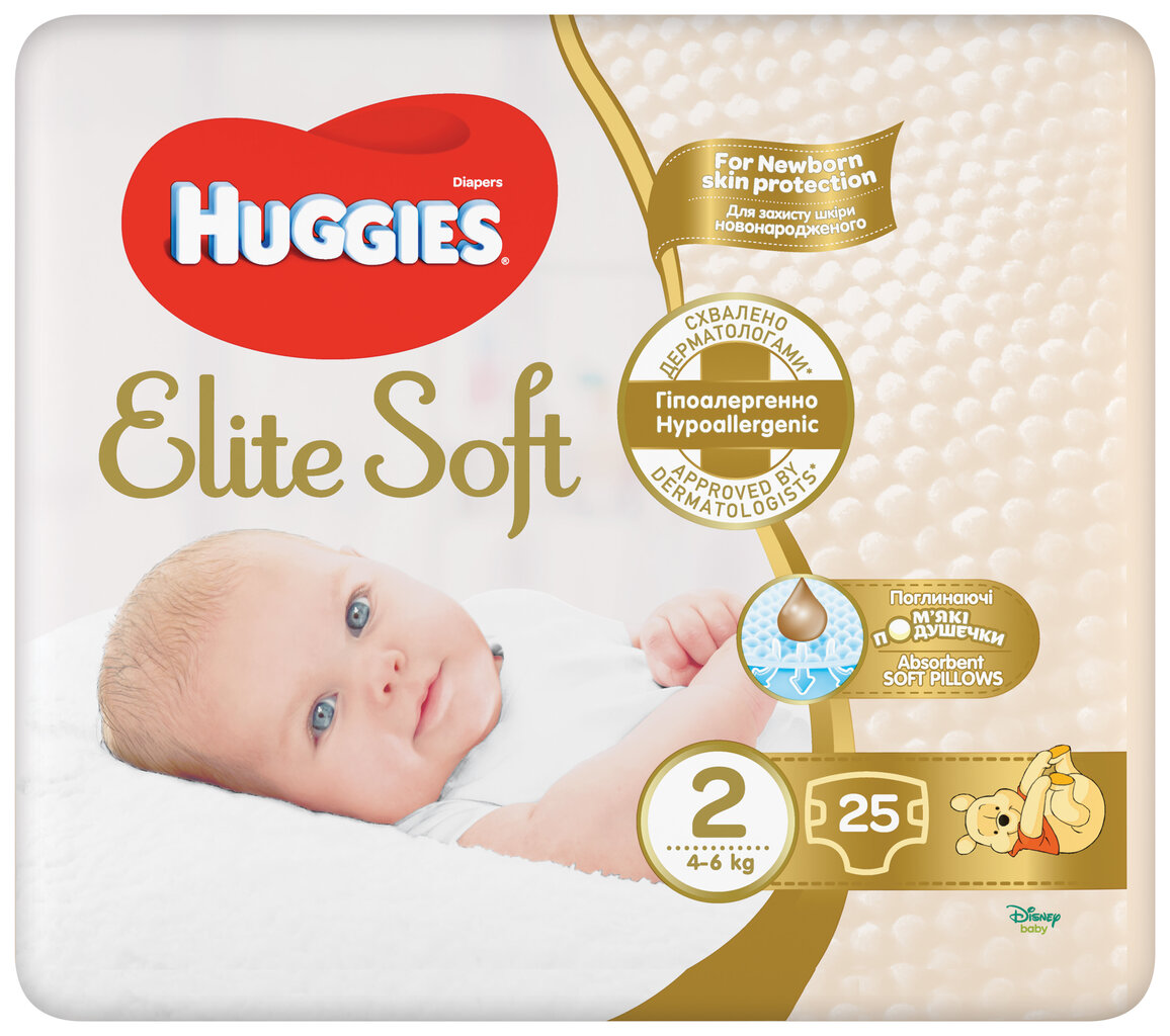 Mähkmed HUGGIES ELITE SOFT 2 (4-6 kg) NEWBORN, 25 tk. цена и информация | Mähkmed | kaup24.ee