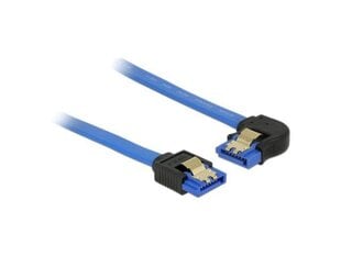Delock 84984 Cable SATA 6 Gb/s receptacle straight > SATA receptacle left angled 30cm blue with gold clips hind ja info | Kaablid ja juhtmed | kaup24.ee