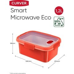 Контейнер для продуктов Steamer Smart Eco Microwave, прямоугольный, 1,2 л, 20,3x15,4x88 см, красный цена и информация | Посуда для хранения еды | kaup24.ee