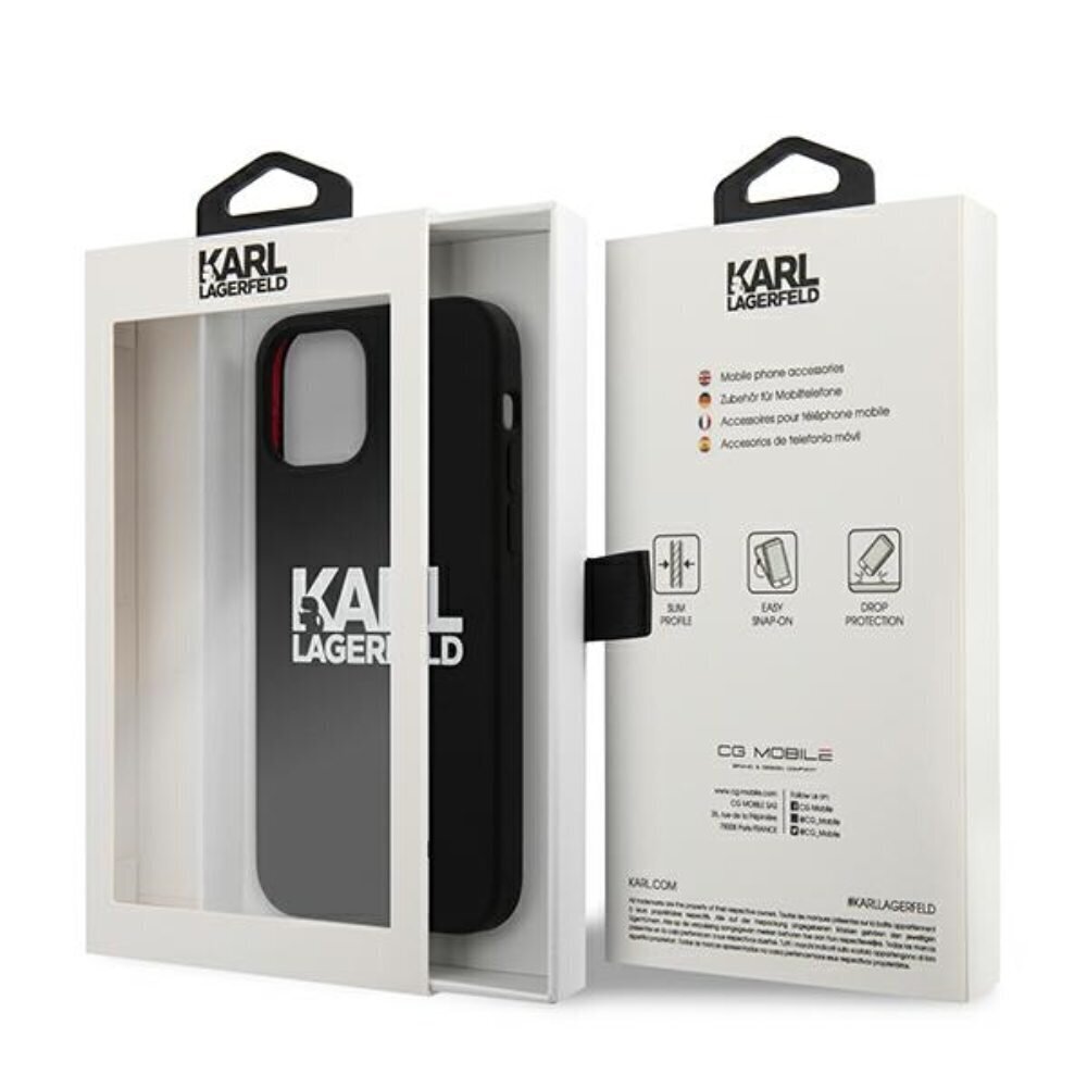 Karl Lagerfeld for iPhone 13 Mini 5,4'' KLHCP13SSLKLRBK Silicone Stack Logo black цена и информация | Telefoni kaaned, ümbrised | kaup24.ee