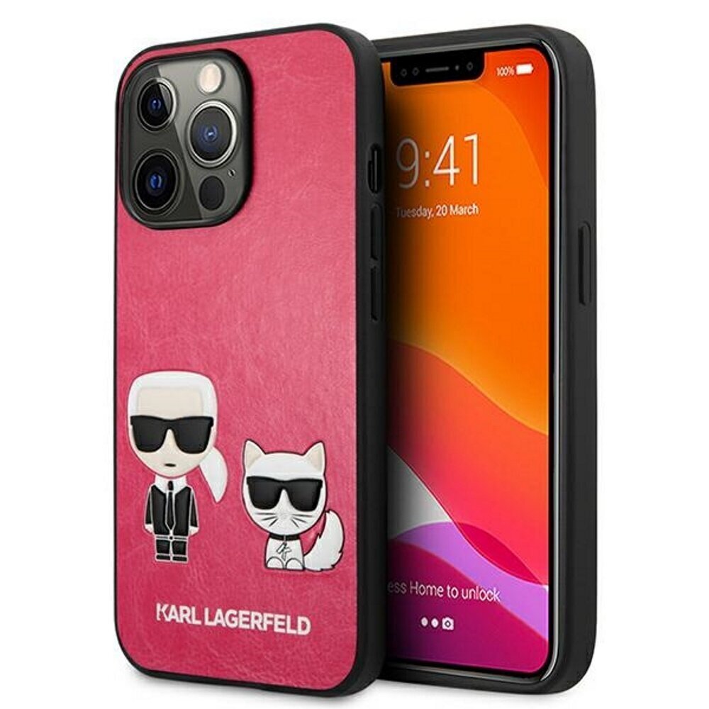 Karl Lagerfeld case for iPhone 13 Mini 5,4" KLHCP13SPCUSKCP fushia hard case Iconic Karl & Choupette hind ja info | Telefoni kaaned, ümbrised | kaup24.ee
