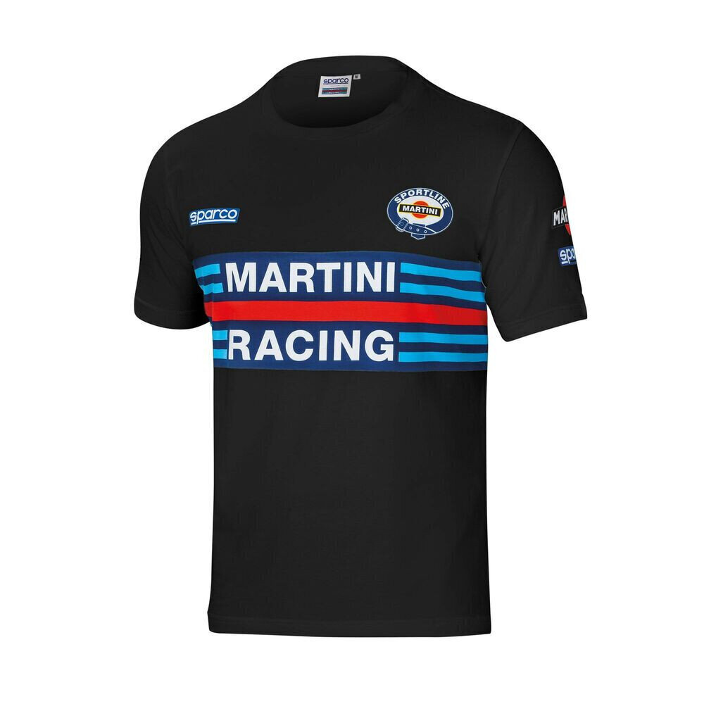 Lühikeste varrukatega T-särk Sparco Martini Racing, must, suurus M цена и информация | Meeste T-särgid | kaup24.ee