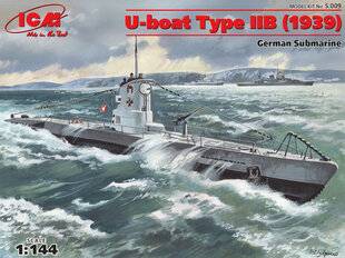 Модель для склеивания ICM S.009 U-Boat Type IIB (1939), немецкая подводная лодка 1/144 цена и информация | Склеиваемые модели | kaup24.ee