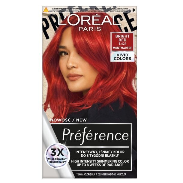 Kauapüsiv juuksevärv Preference Vivid Colors 8.624 Bright Red цена и информация | Juuksevärvid | kaup24.ee
