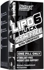 Nutrex Lipo 6 Black Ultra Concentrate Stim-Free 60 kapslit цена и информация | Витамины, пищевые добавки, препараты для хорошего самочувствия | kaup24.ee