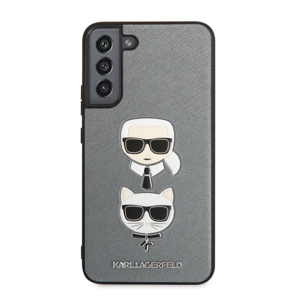 Karl Lagerfeld Saffiano K&C Heads Case for Samsung Galaxy S22+ Silver hind ja info | Telefoni kaaned, ümbrised | kaup24.ee