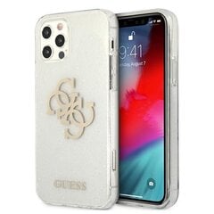 Guess case for iPhone 12 / 12 Pro 6,1" GUHCP12MPCUGL4GTR transparent hard case Glitter 4G Big Logo hind ja info | Telefoni kaaned, ümbrised | kaup24.ee