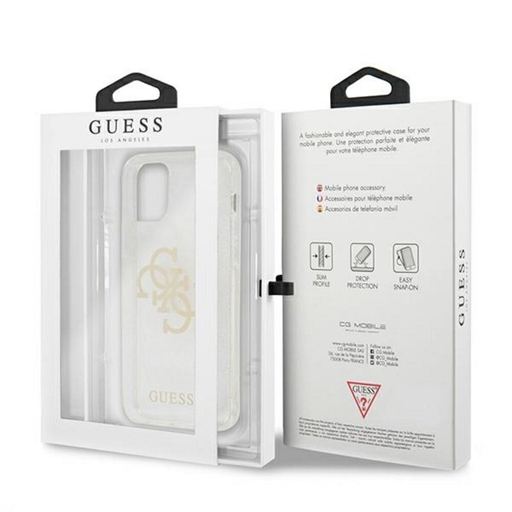 Guess case for iPhone 12 Pro Max 6,7" GUHCP12LPCUGL4GTR transparent hard case Glitter 4G Big Logo цена и информация | Telefoni kaaned, ümbrised | kaup24.ee