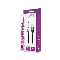 Setty USB magnetic cable 1m 2A nylon black hind ja info | Mobiiltelefonide kaablid | kaup24.ee