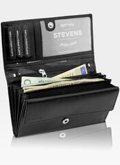Naiste nahast rahakott Stevens Z2, must hind ja info | Naiste rahakotid | kaup24.ee
