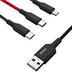 Кабель Dudao 3in1, USB - Lightning, 38 см цена и информация | Кабели для телефонов | kaup24.ee