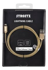 Streetz Lightning 1m IPLH-273, Gold hind ja info | Kaablid ja juhtmed | kaup24.ee