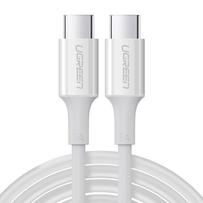 Ugreen cable USB Type C - USB Type C PD 100W 5A 2m white (US300) hind ja info | Mobiiltelefonide kaablid | kaup24.ee