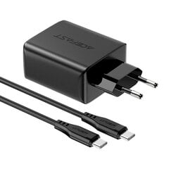 Acefast 2in1 charger 2x USB Type C / USB 65W, PD, QC 3.0, AFC, FCP (set with cable) black (A13 black) цена и информация | Зарядные устройства для телефонов | kaup24.ee