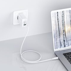 Acefast 2in1 charger 2x USB Type C / USB 65W, PD, QC 3.0, AFC, FCP (set with cable) white (A13 white) kaina ir informacija | Зарядные устройства для телефонов | kaup24.ee