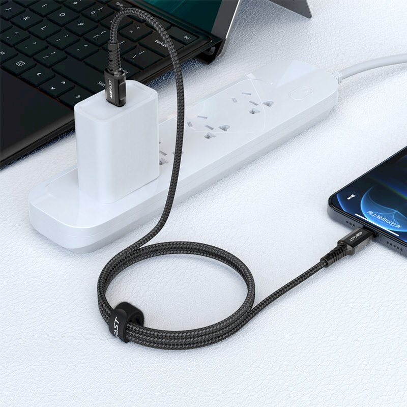 Acefast cable MFI USB Type C - Lightning 1.2m, 30W, 3A black (C1-01 black) цена и информация | Mobiiltelefonide kaablid | kaup24.ee