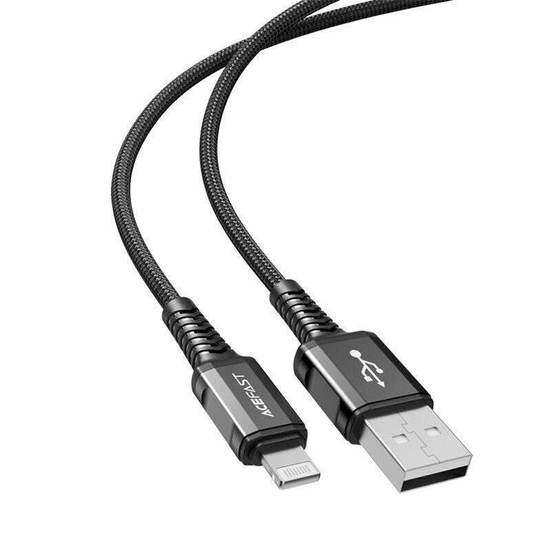 Acefast cable MFI USB - Lightning 1.2m, 2.4A black (C1-02 black) hind ja info | Mobiiltelefonide kaablid | kaup24.ee