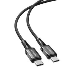 Acefast cable USB Type C - USB Type C 1.2m, 60W (20V / 3A) black (C1-03 black) hind ja info | Mobiiltelefonide kaablid | kaup24.ee