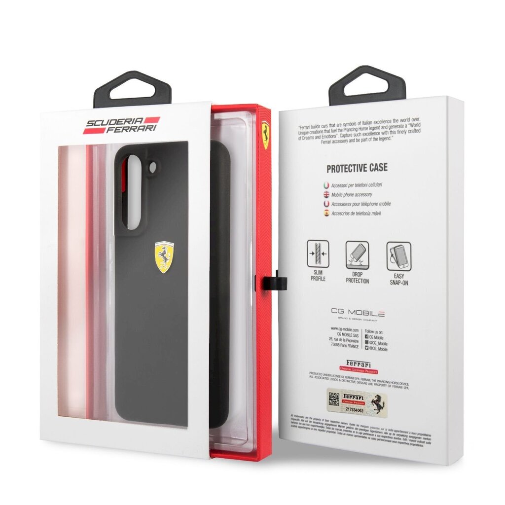 Ferrari Liquid Silicone Metal Logo Case for Samsung Galaxy S21 FE 5G Black цена и информация | Telefoni kaaned, ümbrised | kaup24.ee