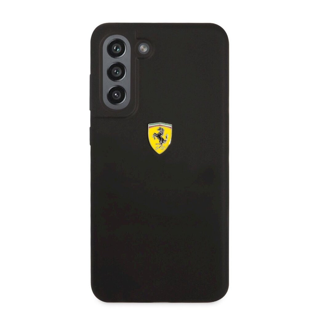 Ferrari Liquid Silicone Metal Logo Case for Samsung Galaxy S21 FE 5G Black hind ja info | Telefoni kaaned, ümbrised | kaup24.ee