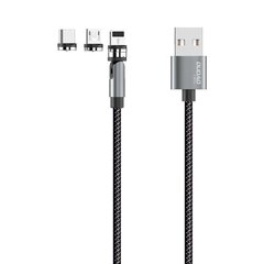 Dudao Foldable Magnetic USB Cable + Lightning / USB Type C / Micro USB Tip Kit 3 A 1 m Gray (L9Pro gray) цена и информация | Кабели для телефонов | kaup24.ee